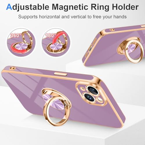 Designed for iPhone 15 Case with Ring Stand Slim Purple (Purple / 6.1'' iPhone 15)