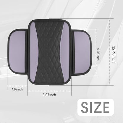 Patchwork Leather Center Console Covers for Cars (Taro Purple)