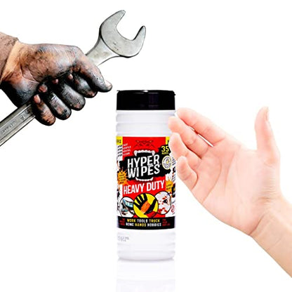 Hyper Wipes 4 Pack Heavy Duty Hand & Tool Cleaning Wipes (35 Count (Pack of 4))