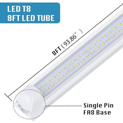 12 Pack Led Shop Lights (12PCS 8FT 2 Row Flat 6000K)