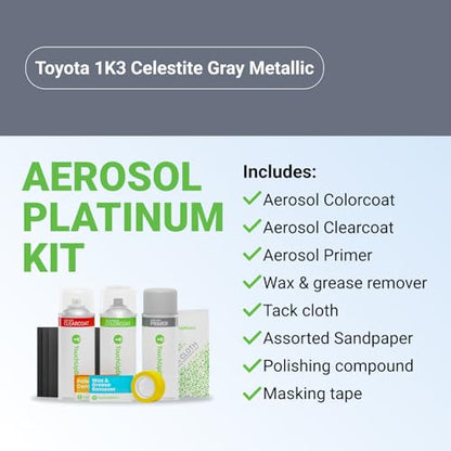 Car Paint Touch Up Spray Kit (Aerosol Spray - Platinum Kit / Celestite Gray Metallic)