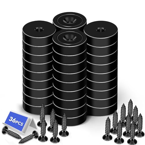 Magnets 30 LBS Heavy Duty Neodymium Strong Magnet 36 Pack (Black / 0.78in)