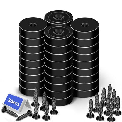 Magnets 30 LBS Heavy Duty Neodymium Strong Magnet 36 Pack (Black / 0.78in)