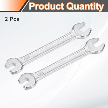 2pcs Double Open End Wrench 5.5mm x 7mm Metric 15 Degree Offset Angle Small Flat Head Wrench Galvanizing Open Ended Spanner for Automotive Repair Furniture Assembly (5.5mm x 7mm)