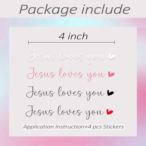 4 x Jesus Loves You Rearview Mirror Decal