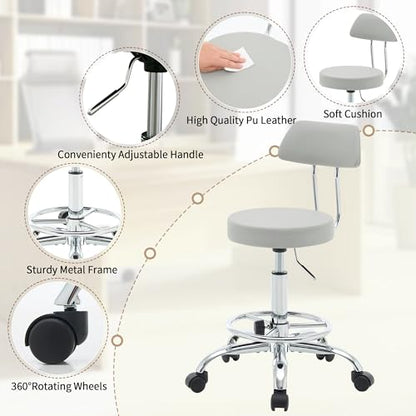 Rolling Massage Chair (Grey / With Back & Footrest)