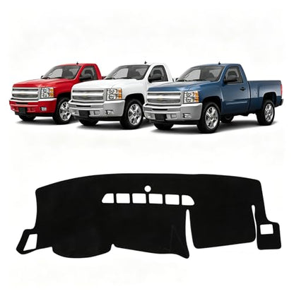 Custom Fit Black Dash Cover Compatible with 2007 (Silverado/Sierra 07-13(Black))