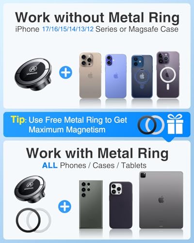 for MagSafe Car Holder [Dash+Windshield+Vent] Magnetic Phone Mount (Black)