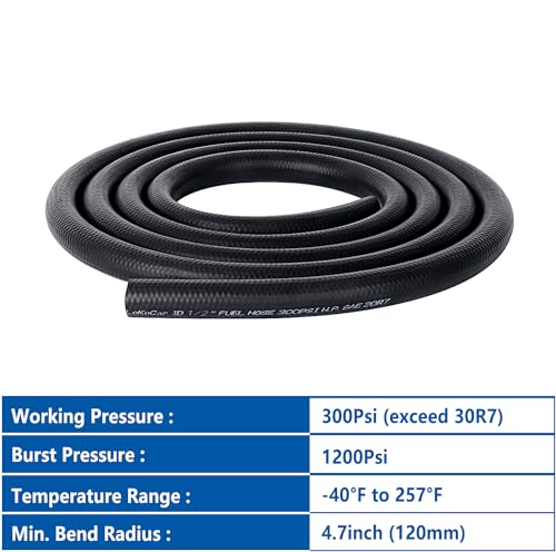 Rubber Fuel Hose Line Push Lock 1 (1/2" ID 10ft)