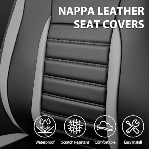Nappa Leather Car Seat Covers Full Set (Black gray / Full Set)