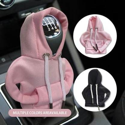 2PCS Car Gear Shift Hoodie Auto Shifter Knob Cover (Black&Pink / 2 Pcs)