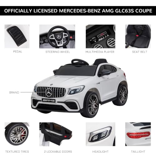 12V Toddler Ride On Car Mercedes Benz AMG GLC63S Coupe 2 Speed White (White)