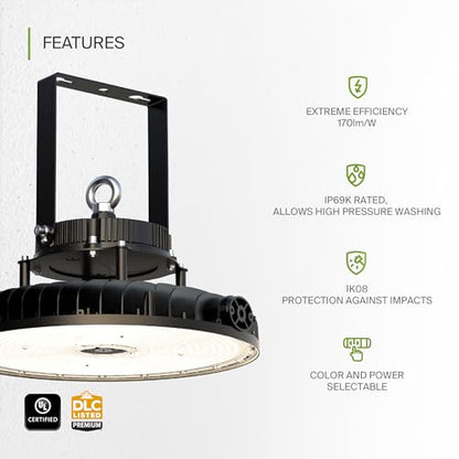500W LED High Bay UFO Lighting (Black)