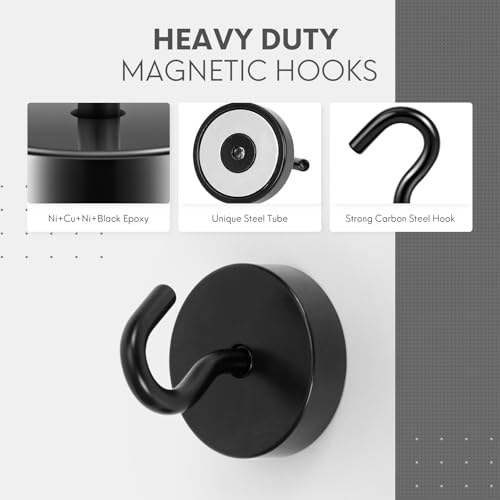 Magnetic Hooks Steel Tube Design for Cruise (Black / 80lb Magnetic Hooks)