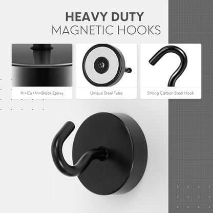 Magnetic Hooks Steel Tube Design for Cruise (Black / 80lb Magnetic Hooks)