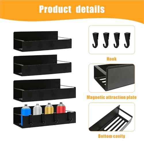 4 Pcs Magnetic Aerosol Spray Can Holder (Black-4pcs)