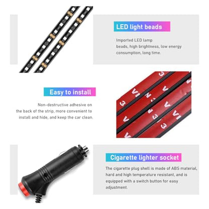 Car LED Strip Light (Connection Type: Cigarette Lighter / Red-48 LEDs)