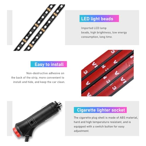 Car LED Strip Light (Connection Type: Cigarette Lighter / Pink Purple-48 LEDs)
