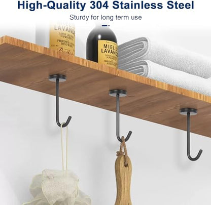 Coat Hooks Wall Mount Hooks for Hanging Hat Hurse Robe (Matte Black / 4 Inch (Ceiling))
