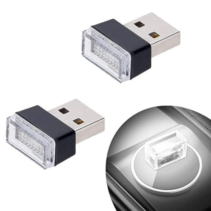 2 Pcs White Universal Mini USB LED Car Interior Ambient (White)