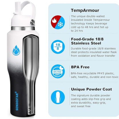 SENDESTAR 40oz Stainless Steel Water Bottle (Day&Night / 40 Ounces)