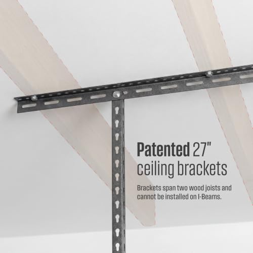 Gray 4x8 Overhead Garage Storage Rack 600 lb 12” (Hammertone / 12"-21" (2 Pack))
