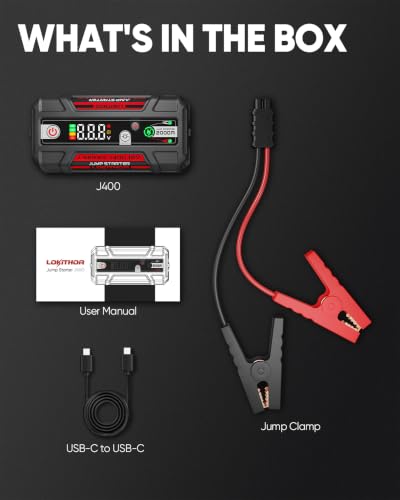 J400 Portable Jump Starter for Upto 8.0L Gas & 6.0L Diesel Engines (Red)