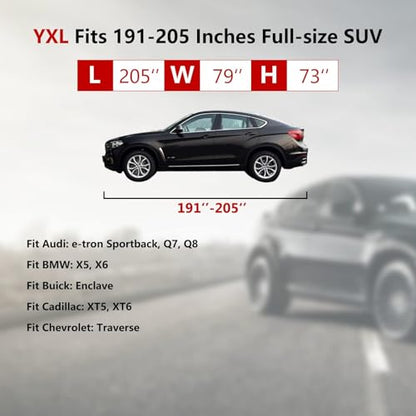 SUV Car Cover Waterproof All Weather (Black-White / YXL: for SUV (Length 191"-205"))