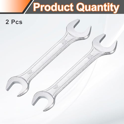 2pcs Double Open End Wrench 14mm x 15mm Metric 15 Degree Offset Angle Small Flat Head Wrench Galvanizing Open Ended Spanner for Automotive Repair Furniture Assembly (14mm x 15mm)