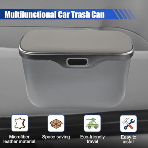 Car Trash Can with Lid (Gray)