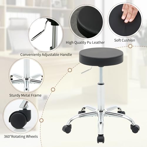 Tatto Rolling Chair (Black / No Back & Footrest)