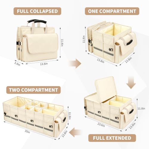 Car Trunk Organizer and Storage for Car (Beige / Large)
