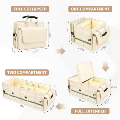 Car Trunk Organizer and Storage for Car (Beige / Large)