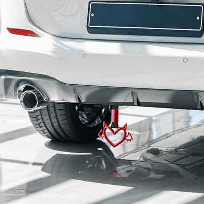 2 Pcs Devil Heart Shaped Car Handle Strap (Red-Wing)