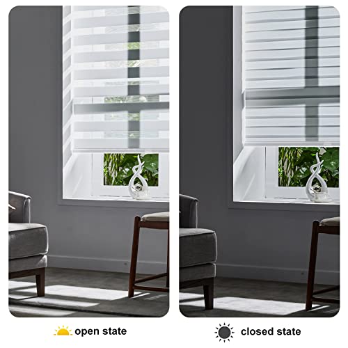 Cordless Zebra Blinds for Indoor Windows (35.25"w X 72"h / White)