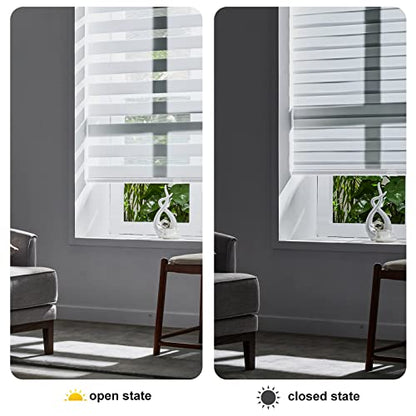 Cordless Zebra Blinds for Windows (16"w X 72"h / White)