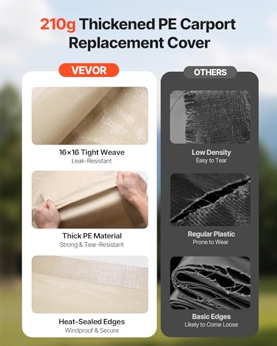 Carport Replacement Canopy Cover (Beige / 12x20ft)