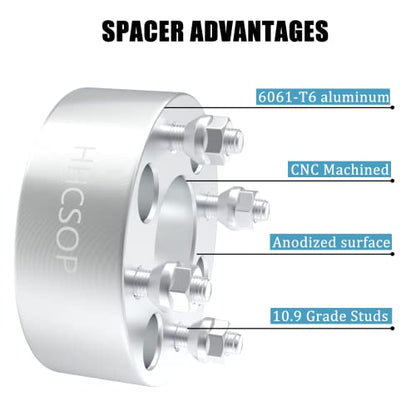 4x4 Wheel Spacers 2 inch 4x101.6 Wheel Adapters 62mm Hub Bore 1 (2 inch / Silver)