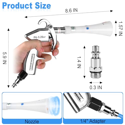 Car Cleaning Gun Detailing Dry Air Blow Gun (Soft Hose -1 Nozzle / White)