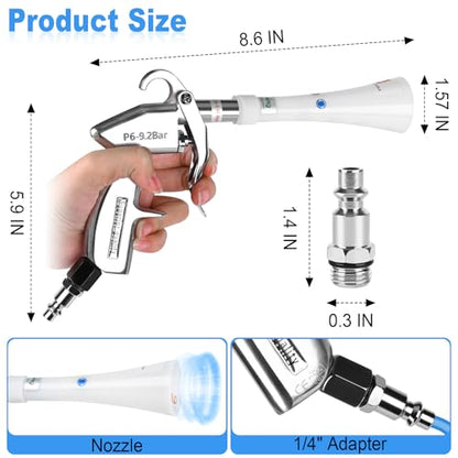 Car Cleaning Gun Detailing Dry Air Blow Gun (Soft Hose -1 Nozzle / White)