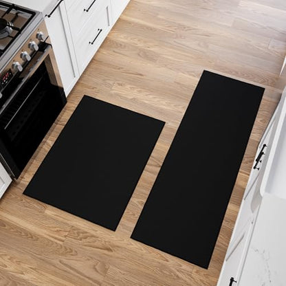 Kitchen Rug Set of 2 (Solid Black)
