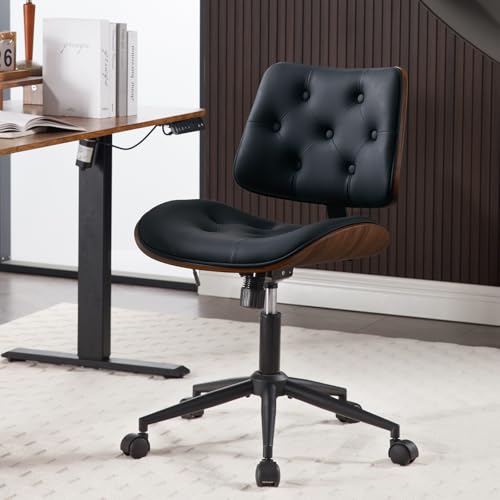 Armless Home Office Chair in Button Style (Black / Button Style)