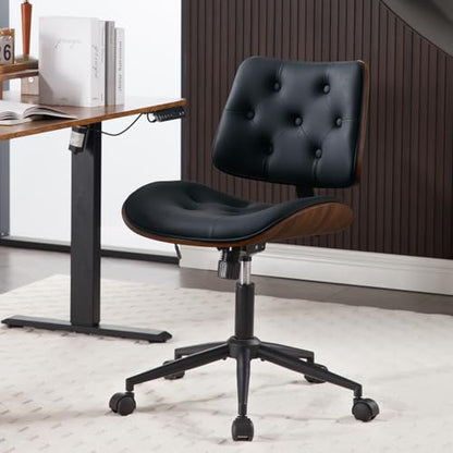 Armless Home Office Chair in Button Style (Black / Button Style)