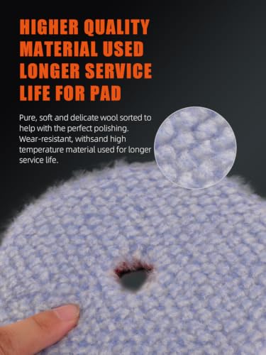 Wool Polishing Pad (2Pcs 5Inch Light Blue Coarse Wool Pad / 5 Inch (125mm))