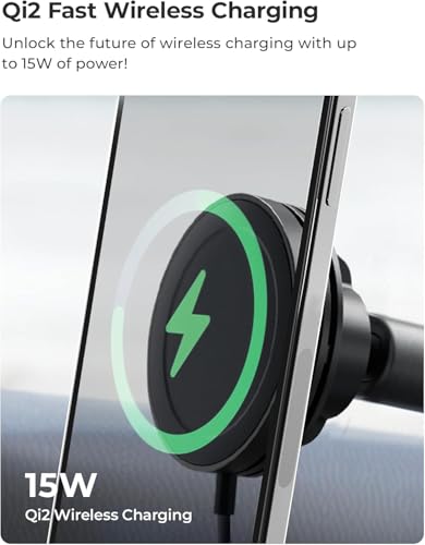 Velox Qi2 Mini 15W Wireless Charger Car Mount (Qi 2 Wireless Charging)