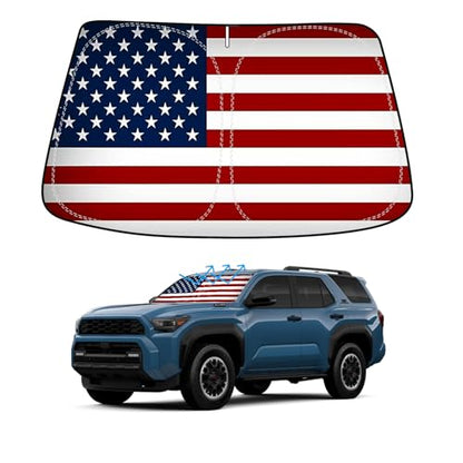 American Flag Car Windshield Sun Shade Compatible with Toyota 4Runner 2010 (Toyota 4Runner 2010-2024 - USA Flag)