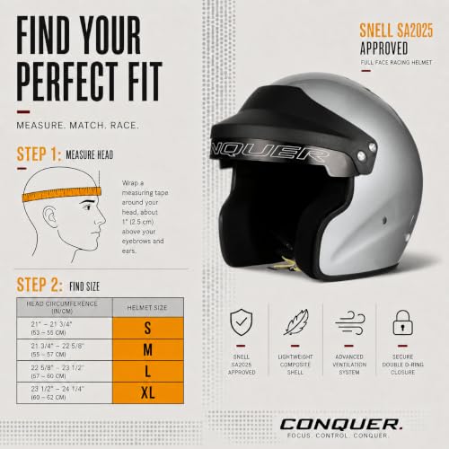 Snell SA2025 Approved Open Face Auto Racing Race Car Helmet (X-Large / White)