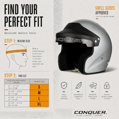 Snell SA2025 Approved Open Face Auto Racing Race Car Helmet (Large / White)