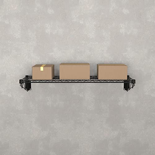 14" x 48" Black Epoxy Wire Wall Mount Shelf (Black / 14" x 48")