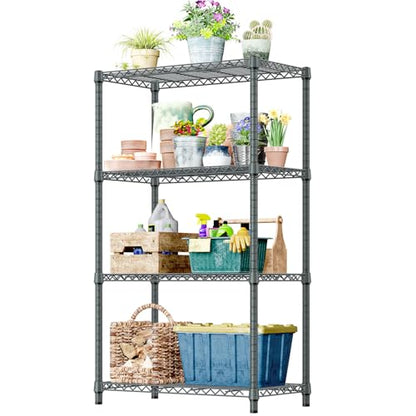 4 Tier Outdoor Metal Storage Shelving Unit (4 Tier, 17.7" D x 35.43" W x 59" H / Grey)